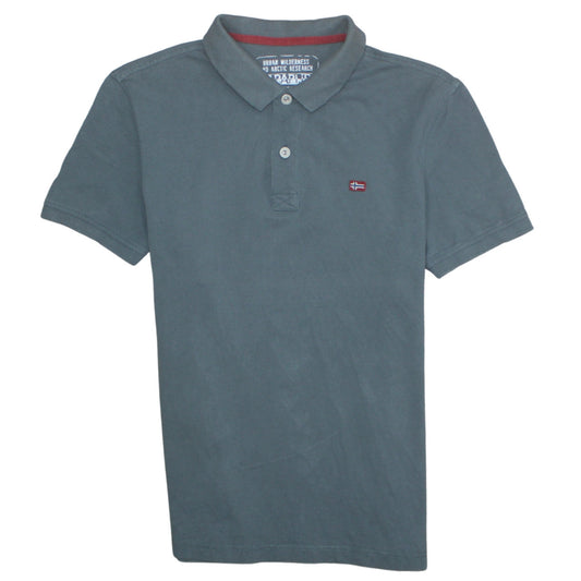 Napapijri Men's Blue Cotton Short Sleeve Polo Shirt M