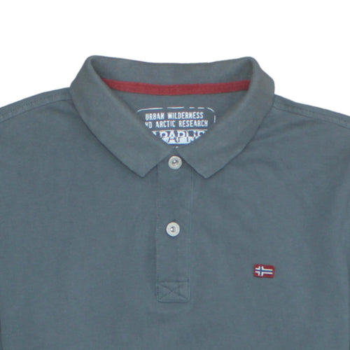 Napapijri Men's Blue Cotton Short Sleeve Polo Shirt M