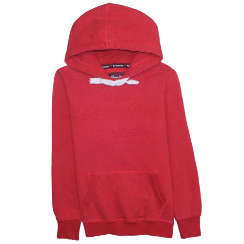 Superdry Womens Red Pullover Hoodie Size M Cotton Blend