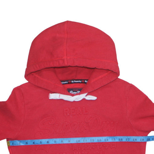 Superdry Womens Red Pullover Hoodie Size M Cotton Blend