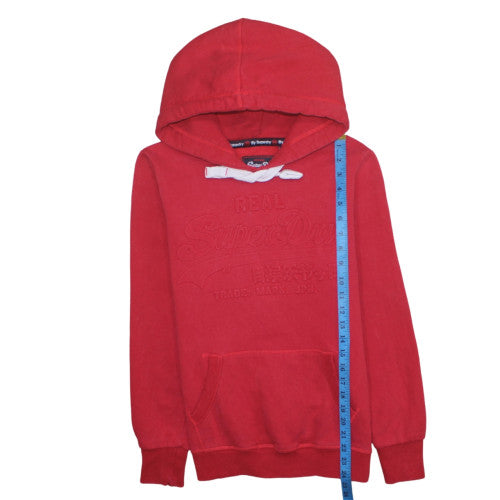 Superdry Womens Red Pullover Hoodie Size M Cotton Blend