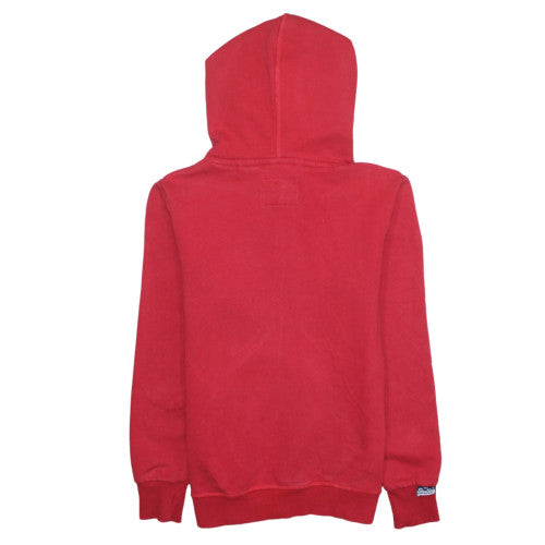 Superdry Womens Red Pullover Hoodie Size M Cotton Blend
