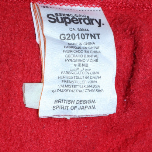 Superdry Womens Red Pullover Hoodie Size M Cotton Blend