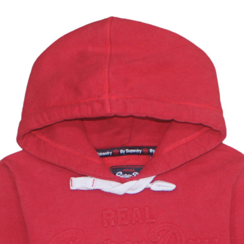 Superdry Womens Red Pullover Hoodie Size M Cotton Blend