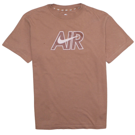 Nike Men's Brown Air Logo Loose Fit Cotton T-Shirt Size S