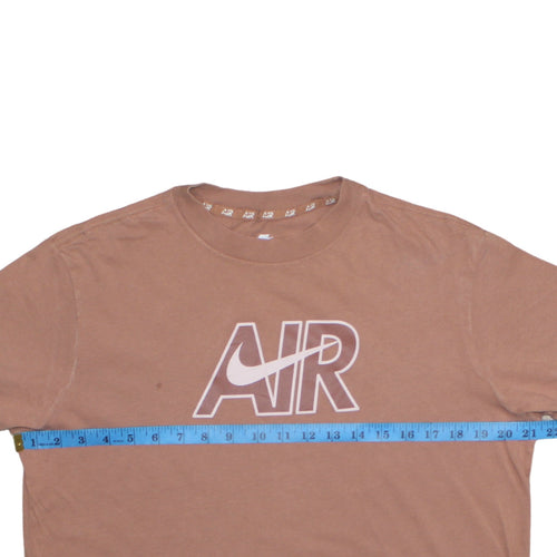 Nike Men's Brown Air Logo Loose Fit Cotton T-Shirt Size S