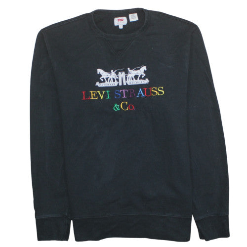 Levi Strauss Men's Black Embroidered Logo Pullover Sweatshirt Size M
