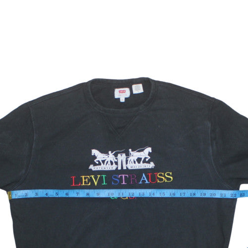 Levi Strauss Men's Black Embroidered Logo Pullover Sweatshirt Size M