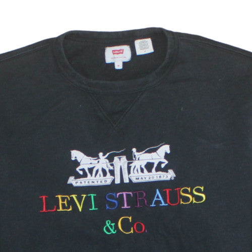 Levi Strauss Men's Black Embroidered Logo Pullover Sweatshirt Size M