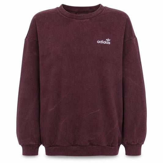 Front view of Adidas Women's Burgundy Crew Neck Sweatshirt, size 10, Cotton Blend