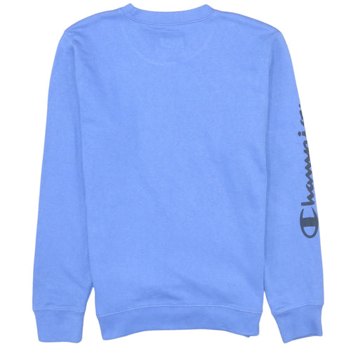 Champion Women's Blue Crew Neck Sweatshirt Size L Logo Print