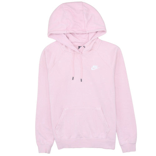 Nike Womens Pink Pullover Hoodie Small Cotton Blend Logo Sweatshirt