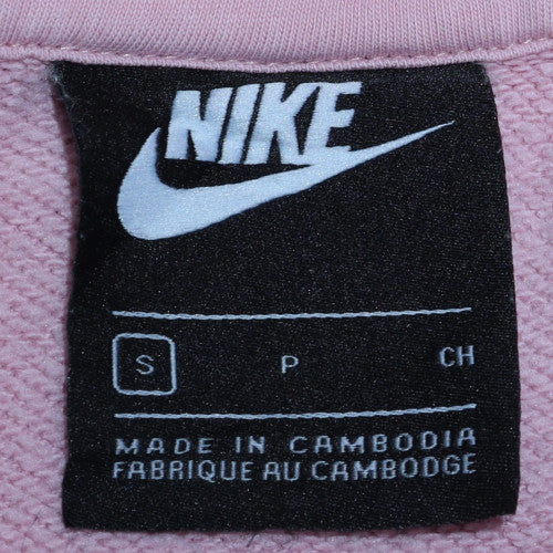 Nike Womens Pink Pullover Hoodie Small Cotton Blend Logo Sweatshirt