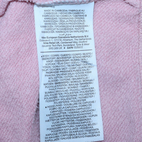 Nike Womens Pink Pullover Hoodie Small Cotton Blend Logo Sweatshirt