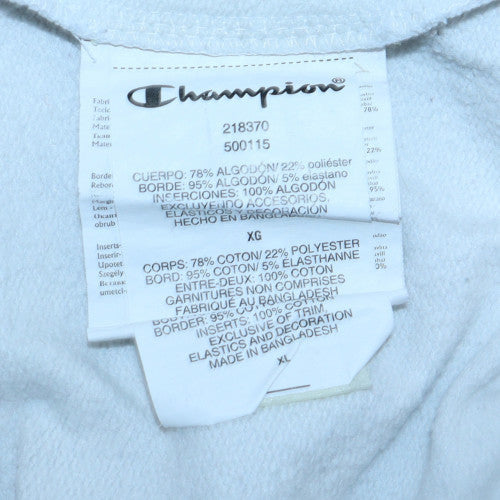 Champion Men's White Pullover Hoodie XL Regular Fit Fleece Logo