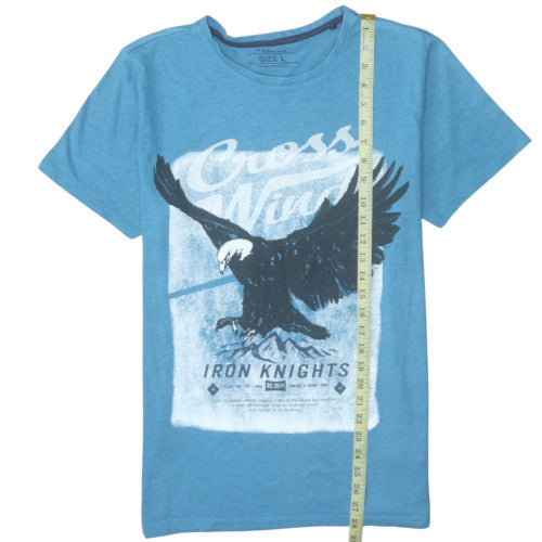 Jean Pascale Men’s Blue Graphic Eagle Crew Neck T-Shirt Size L