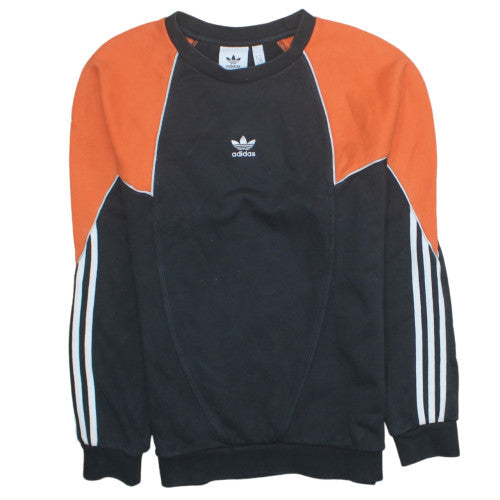 adidas Mens Black Orange Pullover Sweatshirt M Crew Neck Sports Jersey