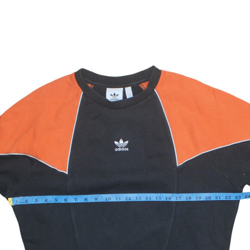 adidas Mens Black Orange Pullover Sweatshirt M Crew Neck Sports Jersey
