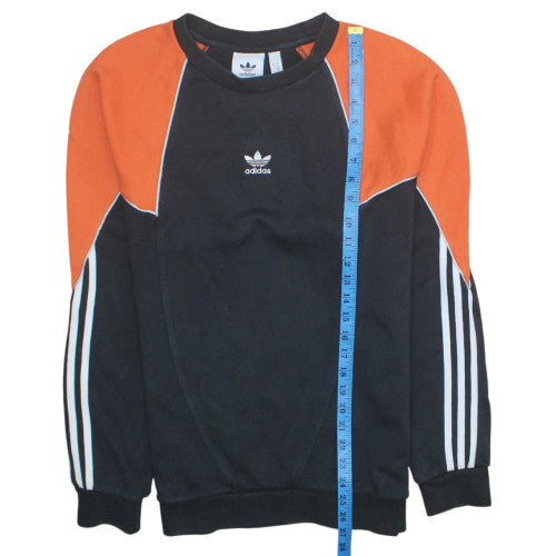 adidas Mens Black Orange Pullover Sweatshirt M Crew Neck Sports Jersey