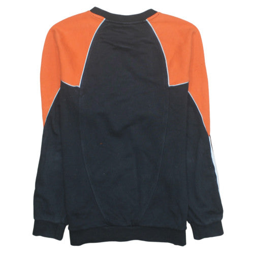 adidas Mens Black Orange Pullover Sweatshirt M Crew Neck Sports Jersey