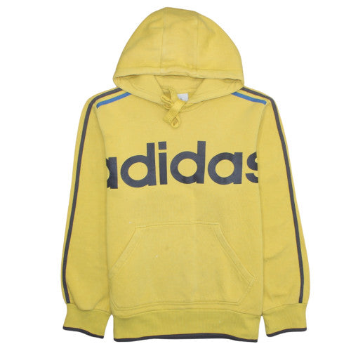 Adidas Men’s Yellow Pullover Hoodie M Graphic Retro Sportswear