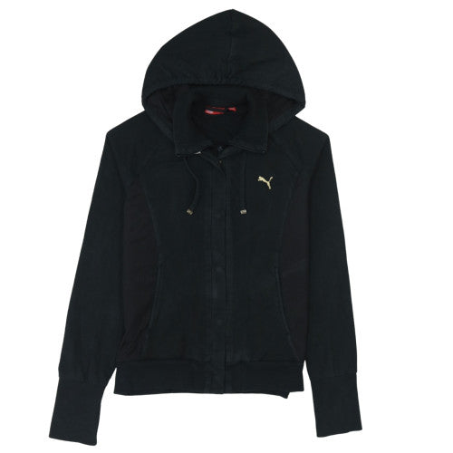 Puma Men's Black Hooded Bomber Jacket Size M Cotton Blend