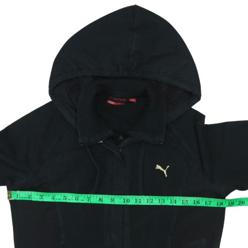 Puma Men's Black Hooded Bomber Jacket Size M Cotton Blend