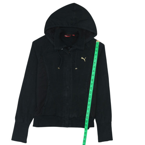 Puma Men's Black Hooded Bomber Jacket Size M Cotton Blend