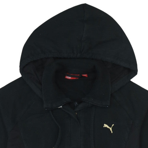 Puma Men's Black Hooded Bomber Jacket Size M Cotton Blend