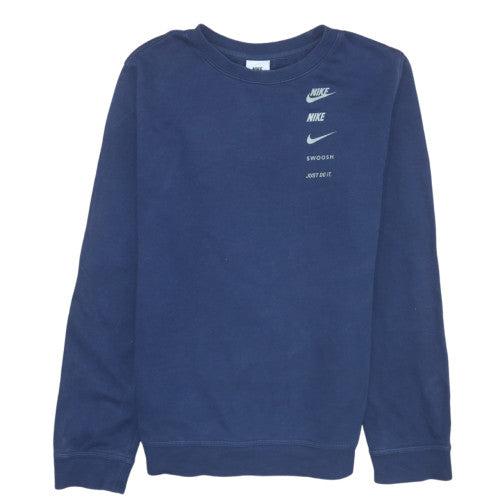 Nike Boys Blue XL Sweatshirt Crew Neck Fleece Logo Pullover
