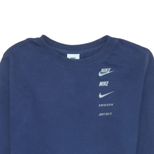 Nike Boys Blue XL Sweatshirt Crew Neck Fleece Logo Pullover