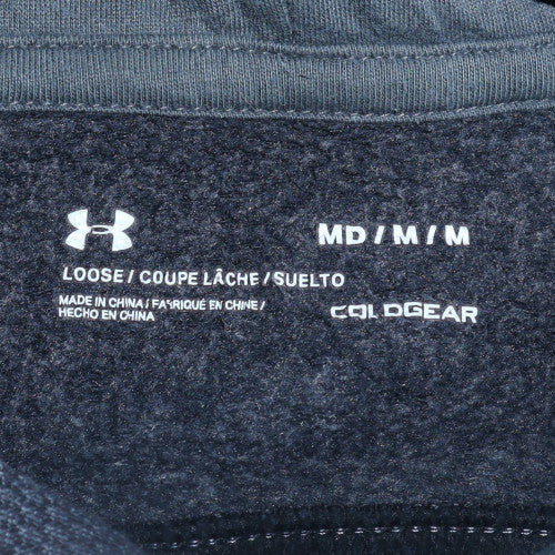 Under Armour Men's Grey Pullover Hoodie M Logo Zip Pockets ColdGear