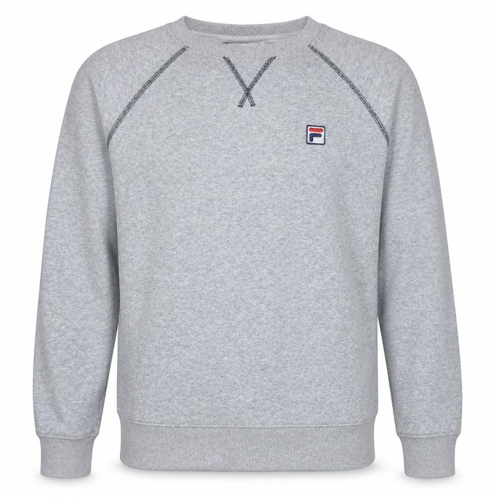 Front view of Fila Men's Grey Crew Neck Pullover Sweatshirt, size M