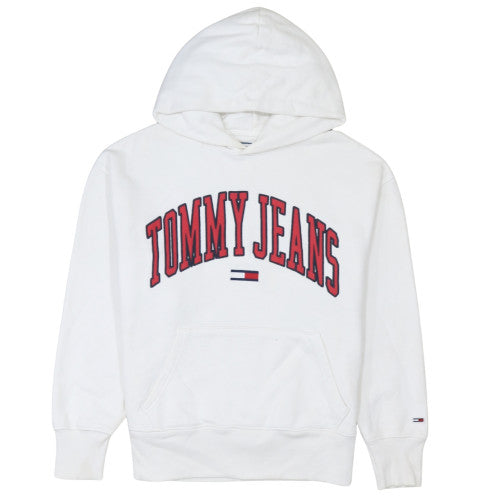 Tommy Jeans Men's White Pullover Hoodie Small Logo Retro Style