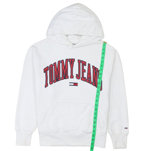 Tommy Jeans Men's White Pullover Hoodie Small Logo Retro Style