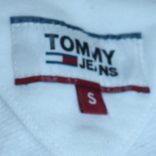Tommy Jeans Men's White Pullover Hoodie Small Logo Retro Style