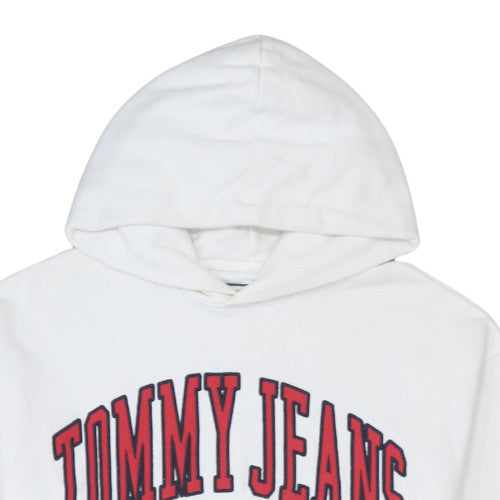 Tommy Jeans Men's White Pullover Hoodie Small Logo Retro Style