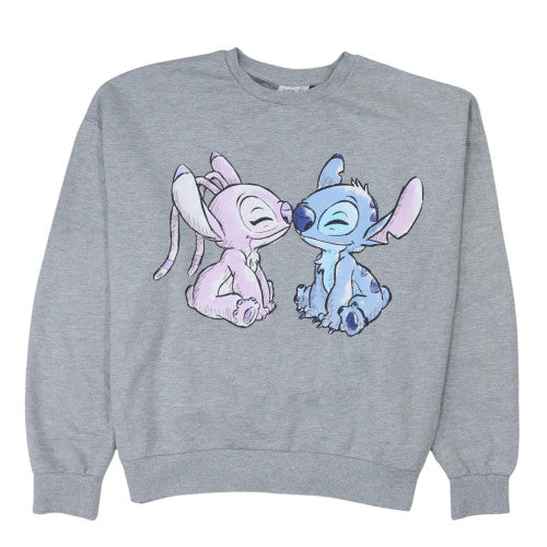 Disney Women Grey Lilo & Stitch Graphic Pullover Sweatshirt Size L