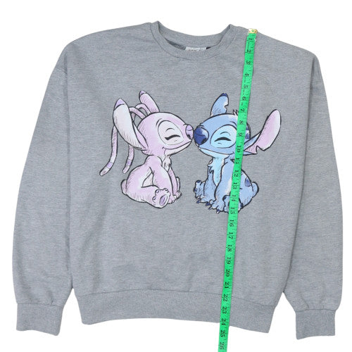 Disney Women Grey Lilo & Stitch Graphic Pullover Sweatshirt Size L