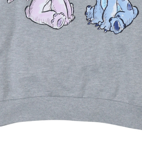 Disney Women Grey Lilo & Stitch Graphic Pullover Sweatshirt Size L