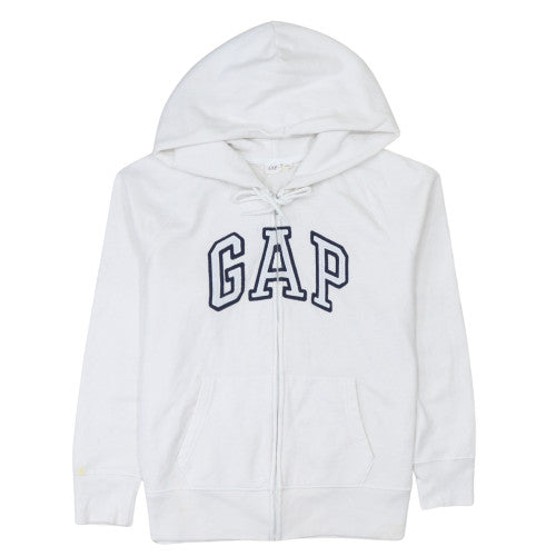 GAP Women White Full Zip Hoodie M Cotton Blend Classic Fit