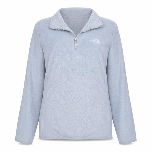 Front view of The North Face women’s light blue fleece pullover sweatshirt m