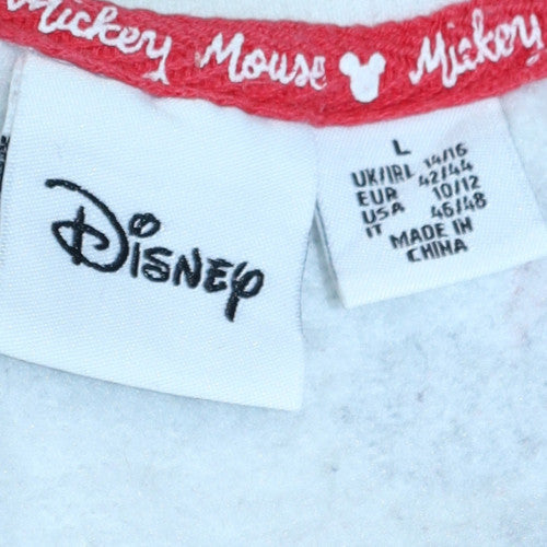 Disney Women's White Mickey Mouse Printed Pullover Sweatshirt L