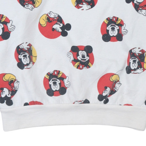 Disney Women's White Mickey Mouse Printed Pullover Sweatshirt L