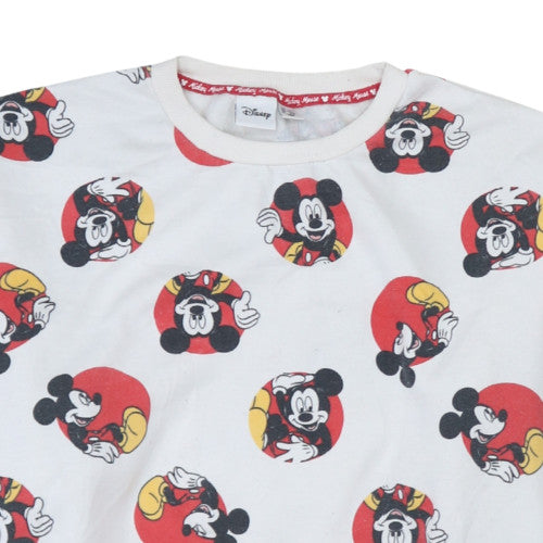 Disney Women's White Mickey Mouse Printed Pullover Sweatshirt L