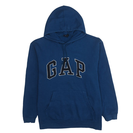 GAP Women Blue Pullover Hoodie XL Logo Embroidered Cotton Blend