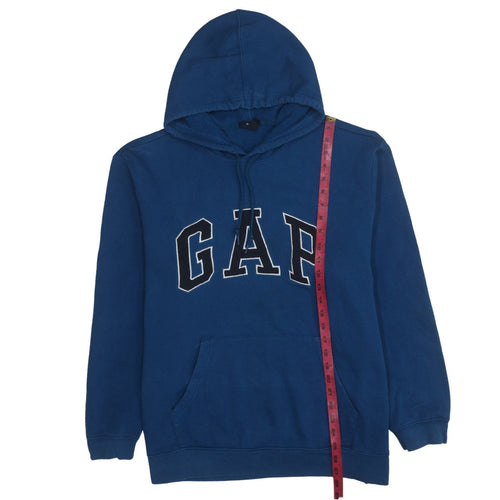 GAP Women Blue Pullover Hoodie XL Logo Embroidered Cotton Blend