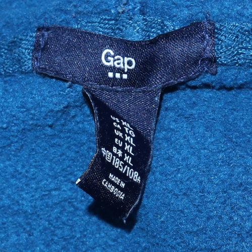 GAP Women Blue Pullover Hoodie XL Logo Embroidered Cotton Blend