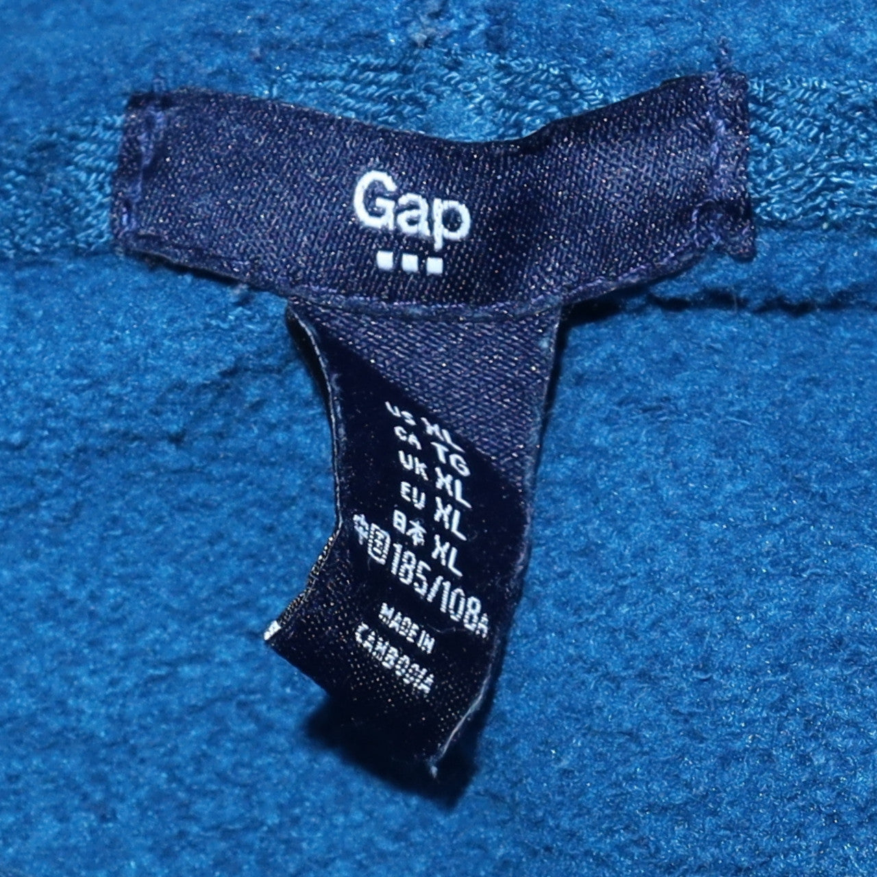 GAP Women Blue Pullover Hoodie XL Logo Embroidered Cotton Blend