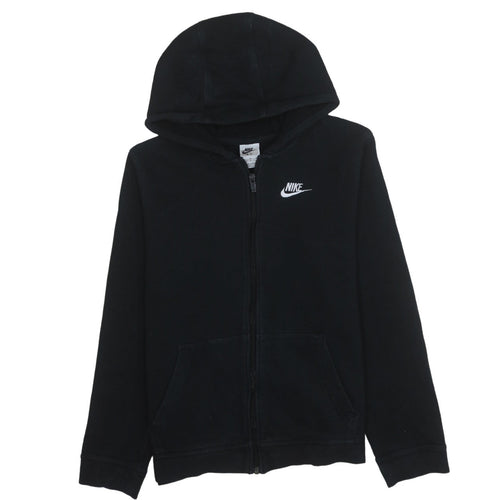 Nike Boys Black XL Full Zip Hoodie with Logo - Classic Fleece Sweatshirt